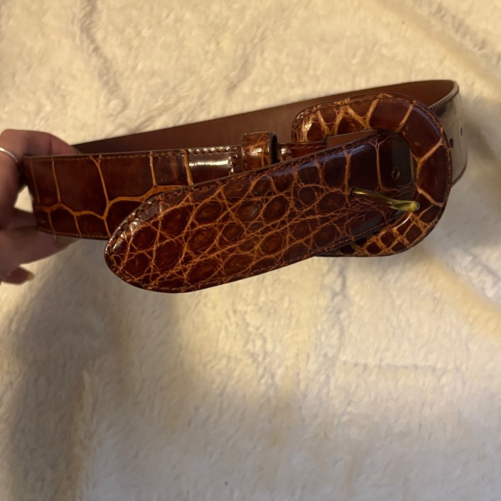 Ralph Lauren  alligator 🐊 Brown Leather Belt